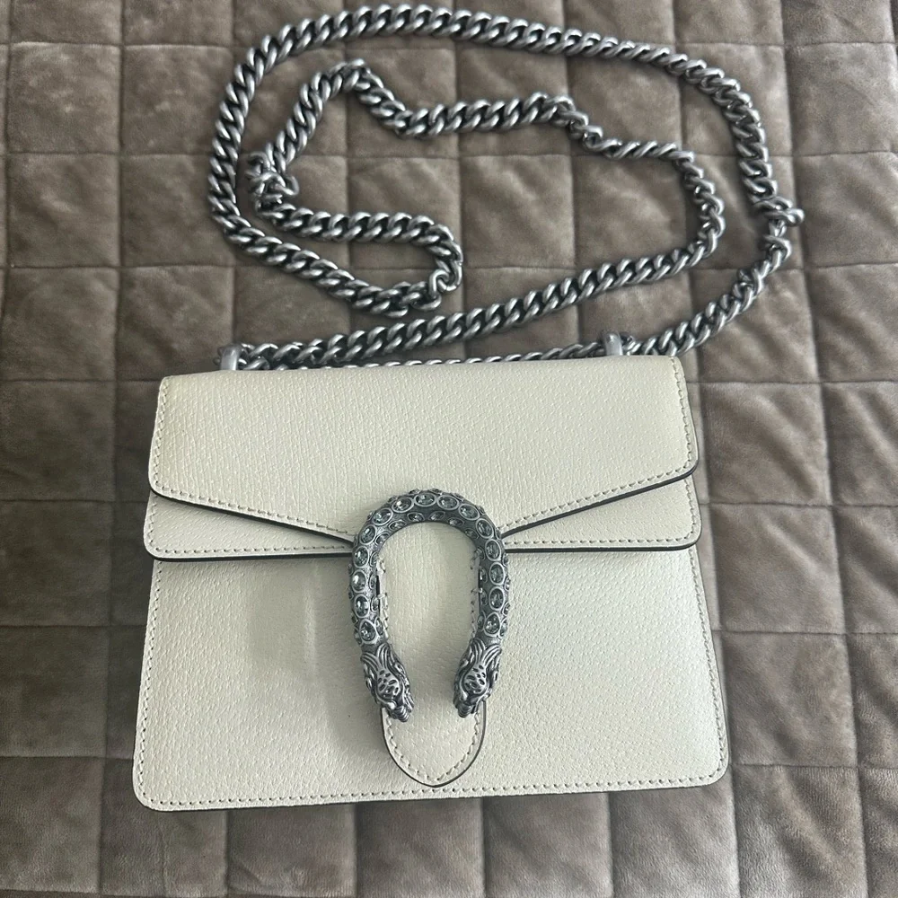 Gucci Dionysus Light Cream Leather Shoulder Bag with Silver-Tone Horsebit - Picture 3 of 3